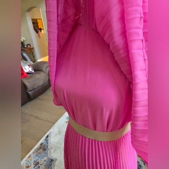 BCBGMAXAZRIA Shaina Pink Sleeveless Pleated Gown Barbie XXS - Picture 7 of 16